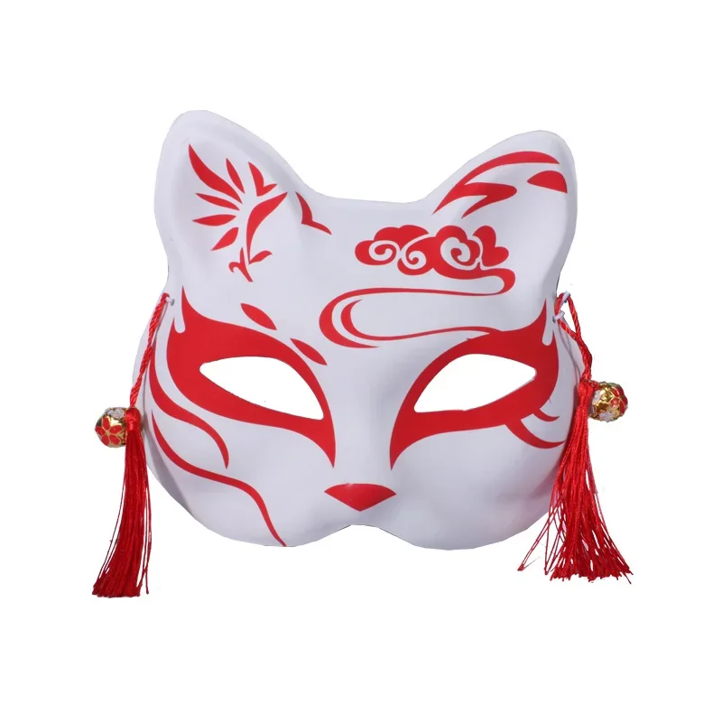 Japanese Foxes Mask Cosplay Hand-Painted Anime Demon Slayer Half Face Cat Masks Masquerade Festival Party Cosplay Props masquerade mask half face mask