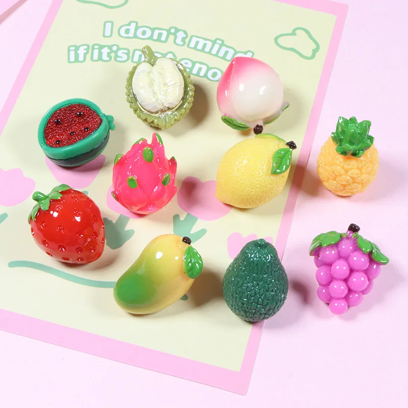 

Kawaii Simulation Watermelon Lemon Avocado Strawberry 3D Fruits Resin Cabochon DIY Jewelry Charms Dollhouse Accessories