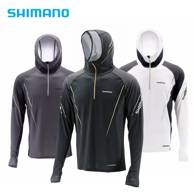 Shimano 23 New Quick Dry Fishing Apparel UPF 50+ Cool T-Shirts Long Black  Gray White Fishing Clothing With Hood - AliExpress