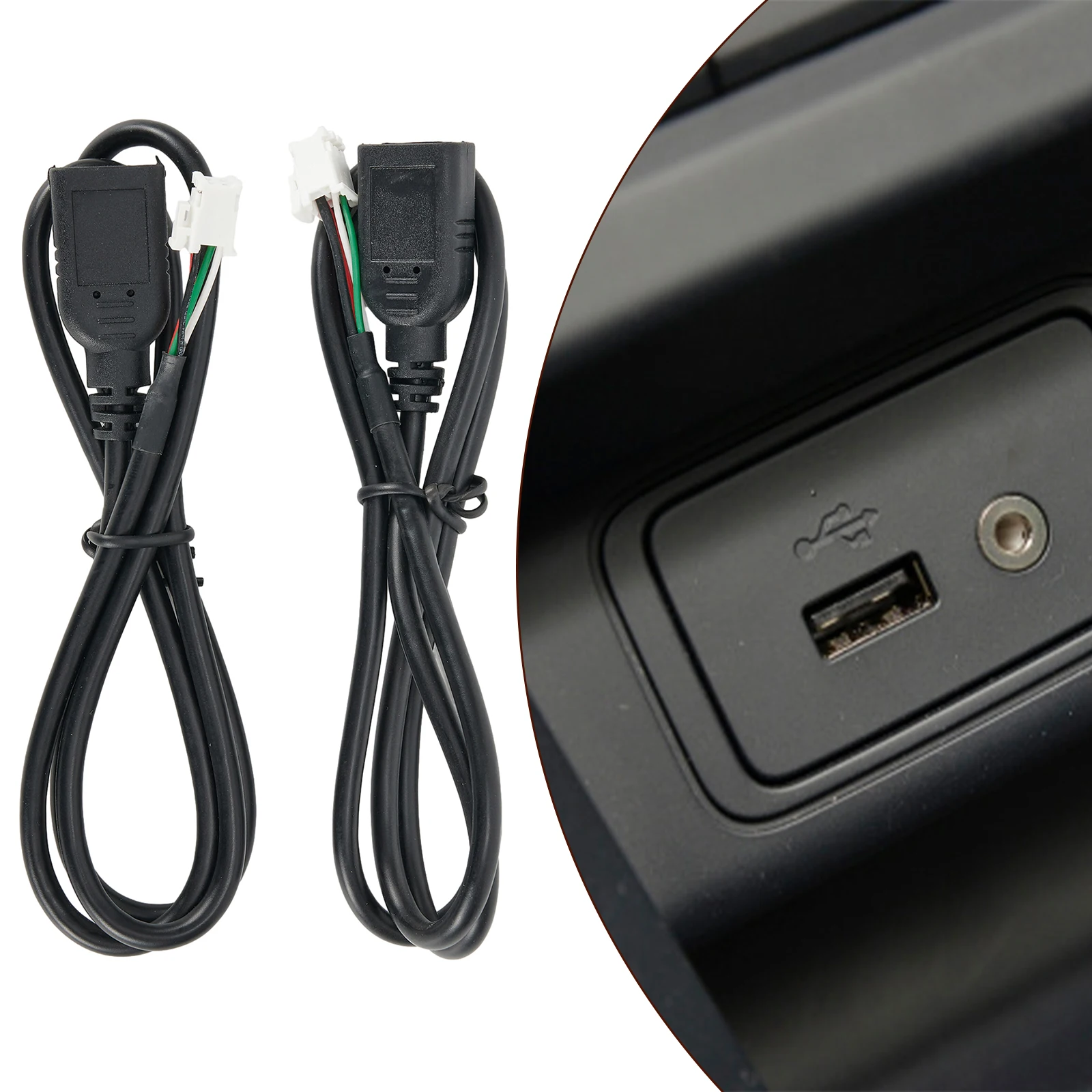

2*Car USB Cable Adapter Connector Extension Cable Adapter Black For Android Car Radio Stereo Auto Accessories Parts