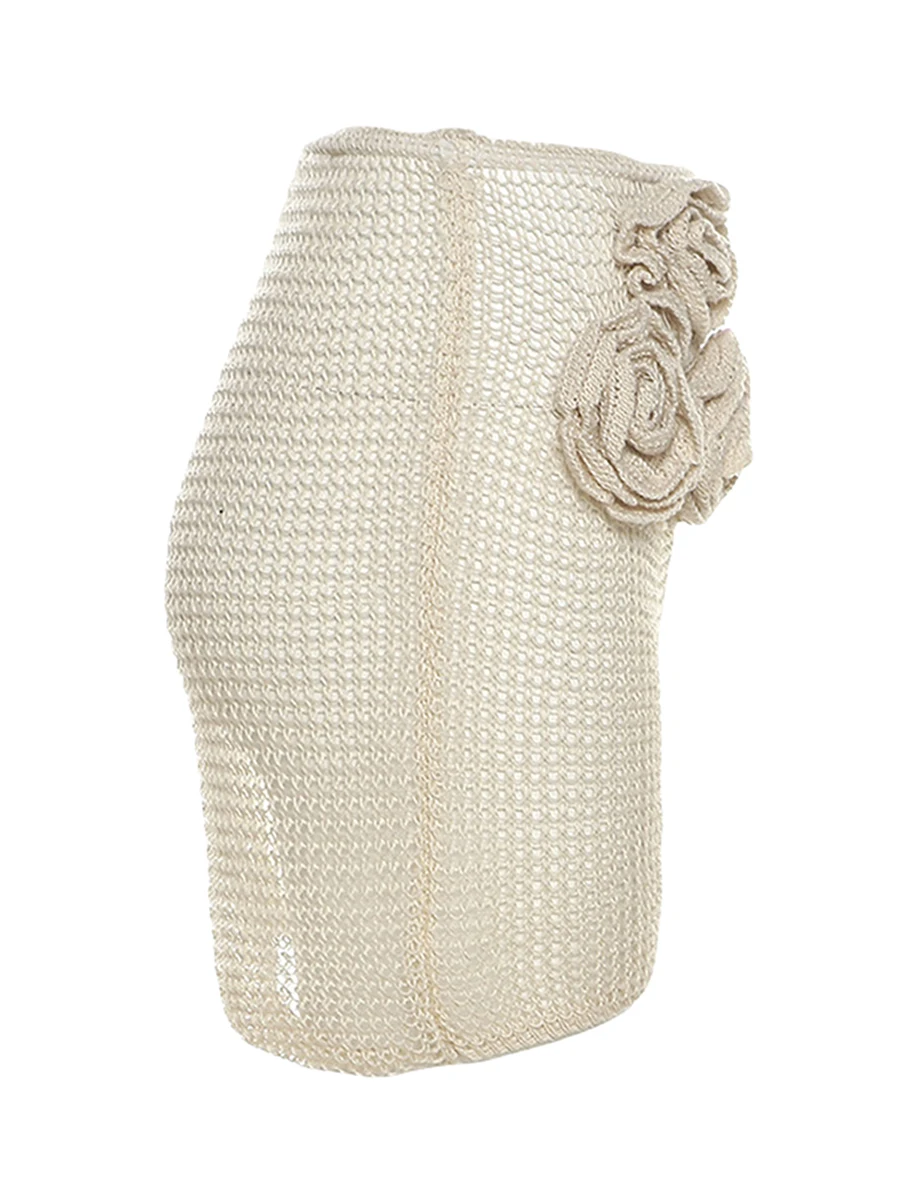 

Женский трикотажный комплект из 2 предметов, однотонный топ без рукавов с завязкой через шею и мини-юбка с 3D цветами, летний комплект одежды