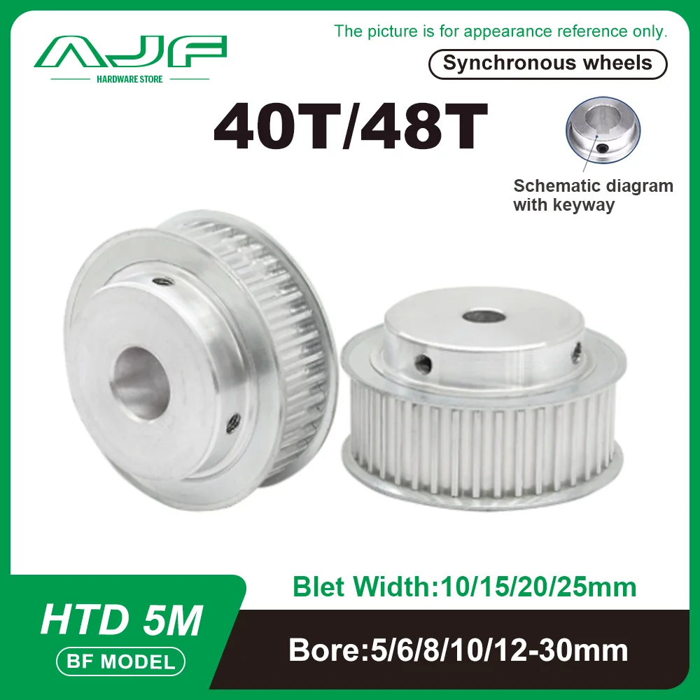 HTD 5M Timing Pulley 40Teeth 48Teeth Bore 5-30mm BF Type 5M-40T 48T Synchronous Pulley Belt Width 10/15/20/25mm Gear fixed pulley timing belt pulley belt pulley timing pulley