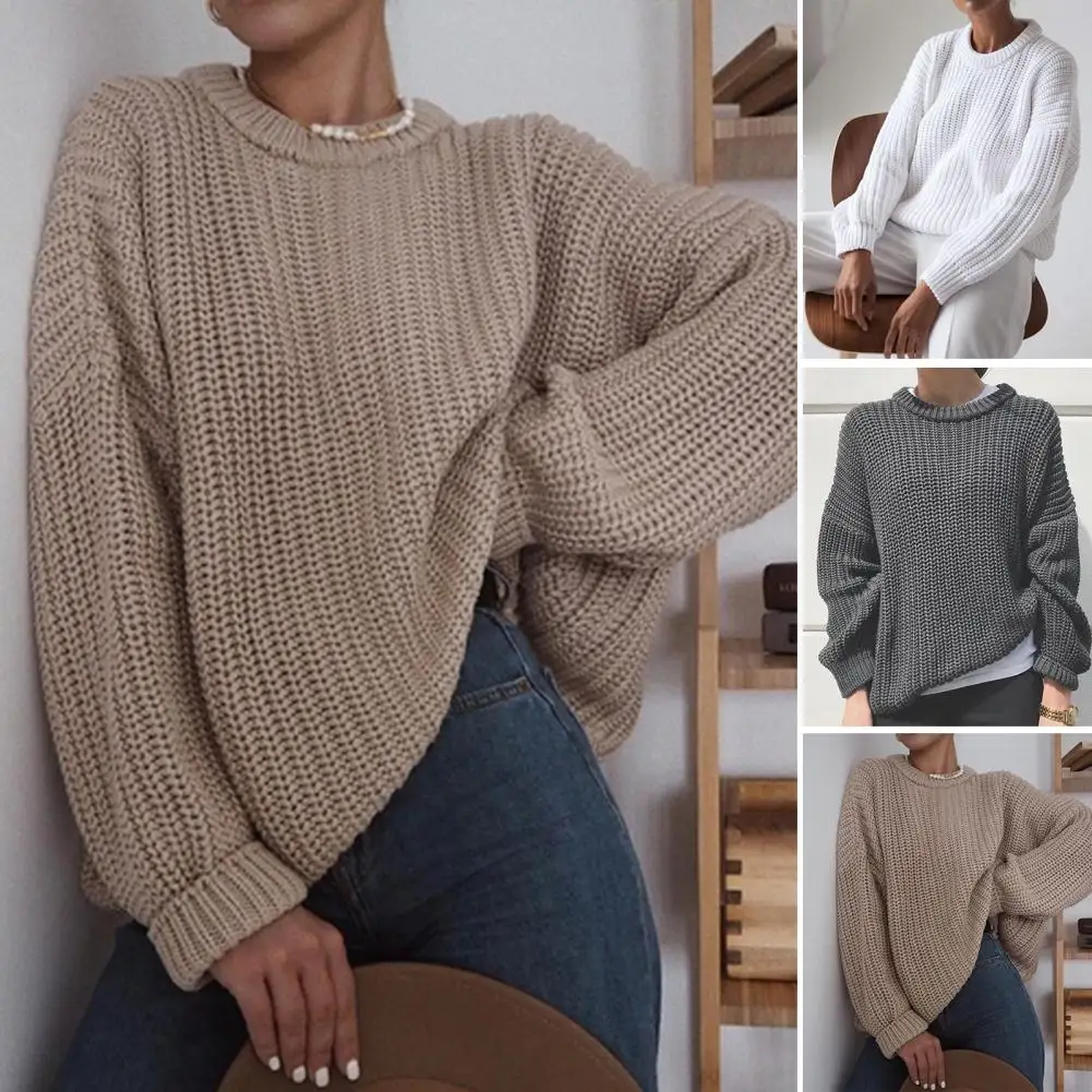 

Features: This women's sweater is made of solid color, knitted with coarse sand thread texture, and the overall look is simple a