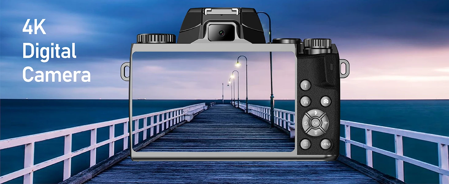 4K Digital Cameras for Photography 18X Digital Zoom DSLR Vlogging Cameras 64MP WiFi Livestream Webcam Video Camcorder with Flash