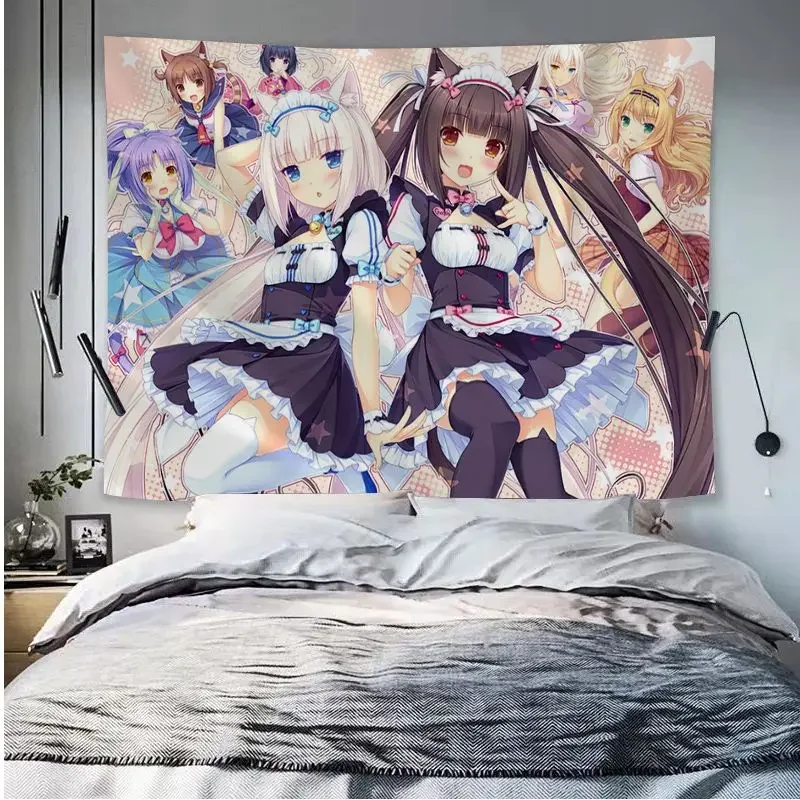 Tapestry Decor Anime Wall Decor Wall Flag Decor Cute Anime Girls Tapestry Japanese Style Art Sci Fi Room Home Decor Decorative Wall Hanging Blanket Bedroom Living Room Dorm