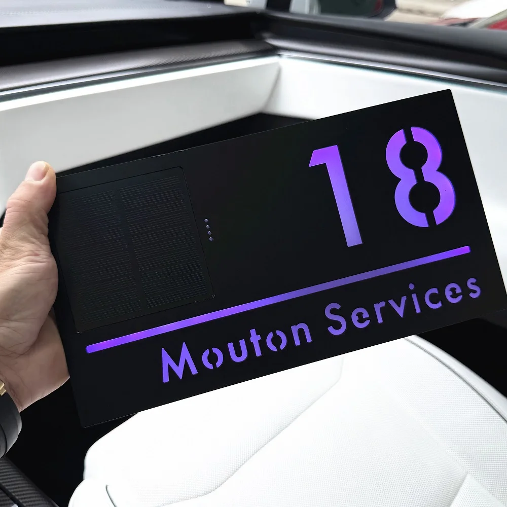 Solar LED Acrylic House Number Sign Front Door Personalized Address Plate house number signs