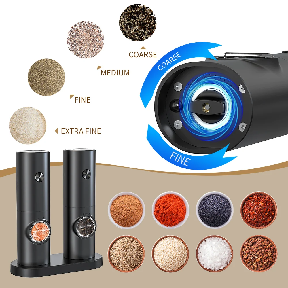 Electric Automatic Mill Pepper And Salt Grinder With LED Light Adjustable Coarseness Partner Manufacturers 2