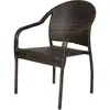 63490 Rhodos Cafe Stacking Chairs in Mocha All Weather Wicker Construction No Assembly Lightweight Indoor & Outdoor Set of 4 5