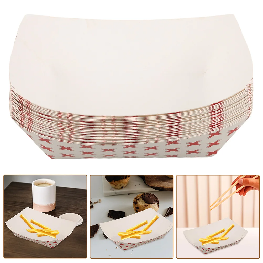 50pcs Disposable Kraft Paper Food Boats Trays for Hot Dogs, Chicken Wings, French Fries... - SKU PFBT1826 - UGI Packaging