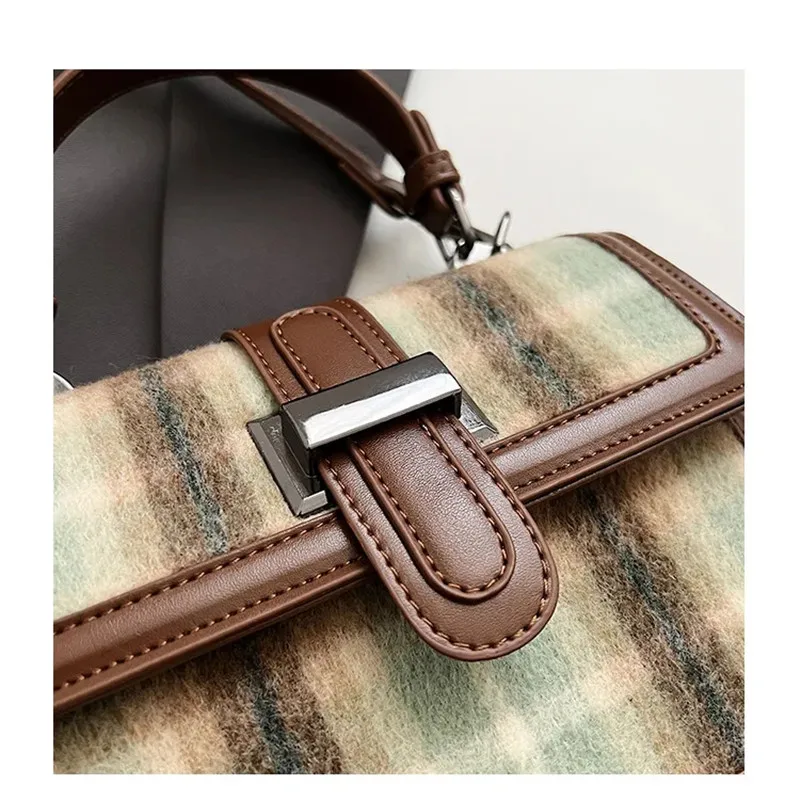 2023 Winter New Luxury Designe Crossbody Bags For Women Classic Vintage Woolen Shoulder Purses Fashion Casual Female Handbags