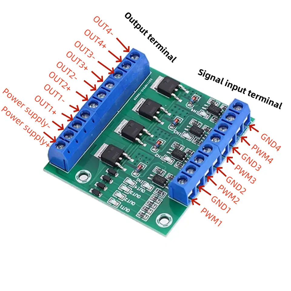 MOS FET 4 Channels Pulse Trigger Switch Controller PWM Input Steady For Motor LED 4 Way 4ch Diy Electronic Module image 6