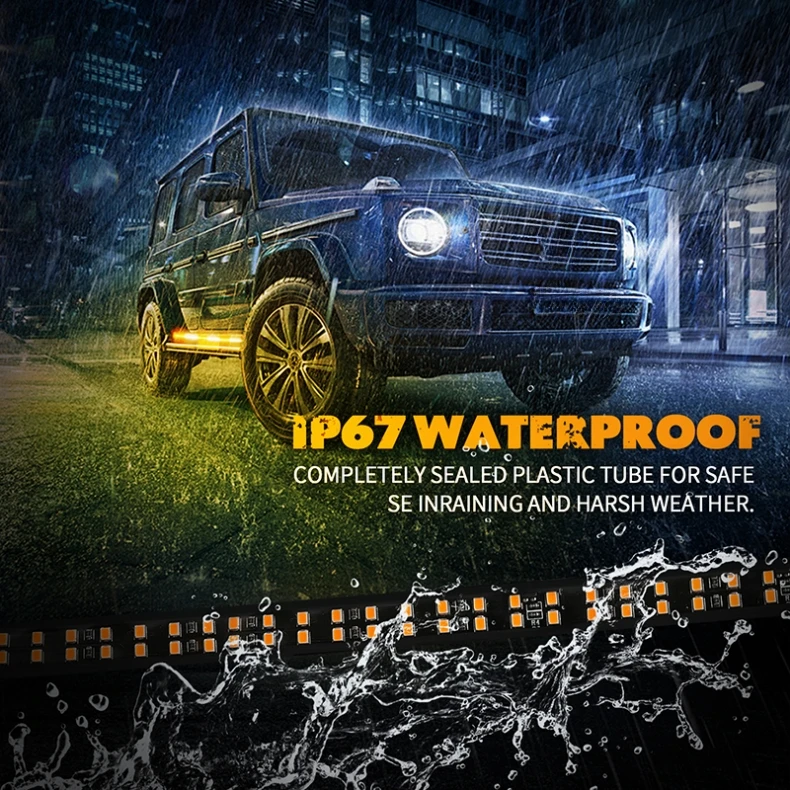 2Pcs Led Car Side Light Bar Signal Warning Lamp Emergency Strobe Light Pickup Taillight Truck Atmosphere Light 12-24V Waterproof