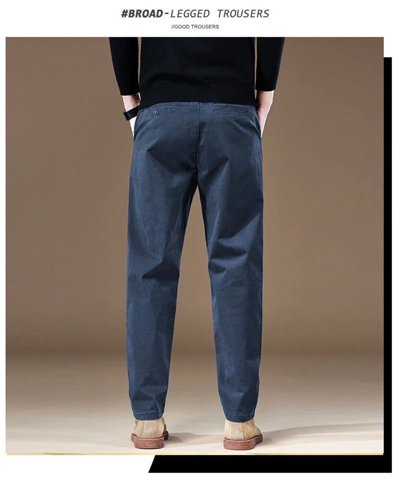 2024 New Spring Autumn Men's Cargo Work Pants 97%Cotton Thick Solid Color Wear Korean Grey Casual Trousers Male Plus Size 38 40