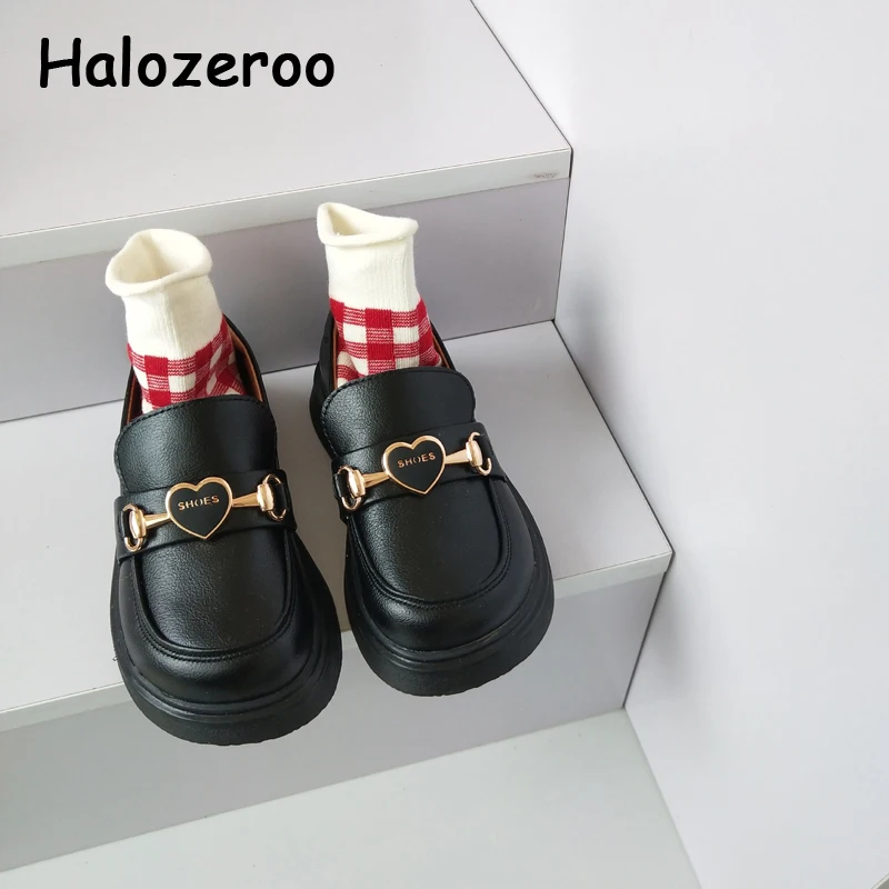 

New Autumn 2022 Kids Shoes Baby Girls Leather Shoes Children Brand School Shoes Black Princess Loafers Slip On Fashion Moccasin