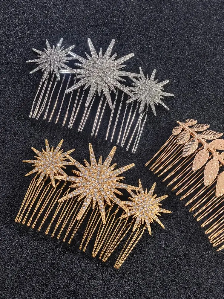 Kristall-Stern Haarkamm-Clips für Frauen und Mädchen Modische Metall-Haarspangen Braut-Haarnadeln Hochzeits-Haaraccessoires – Detail 13