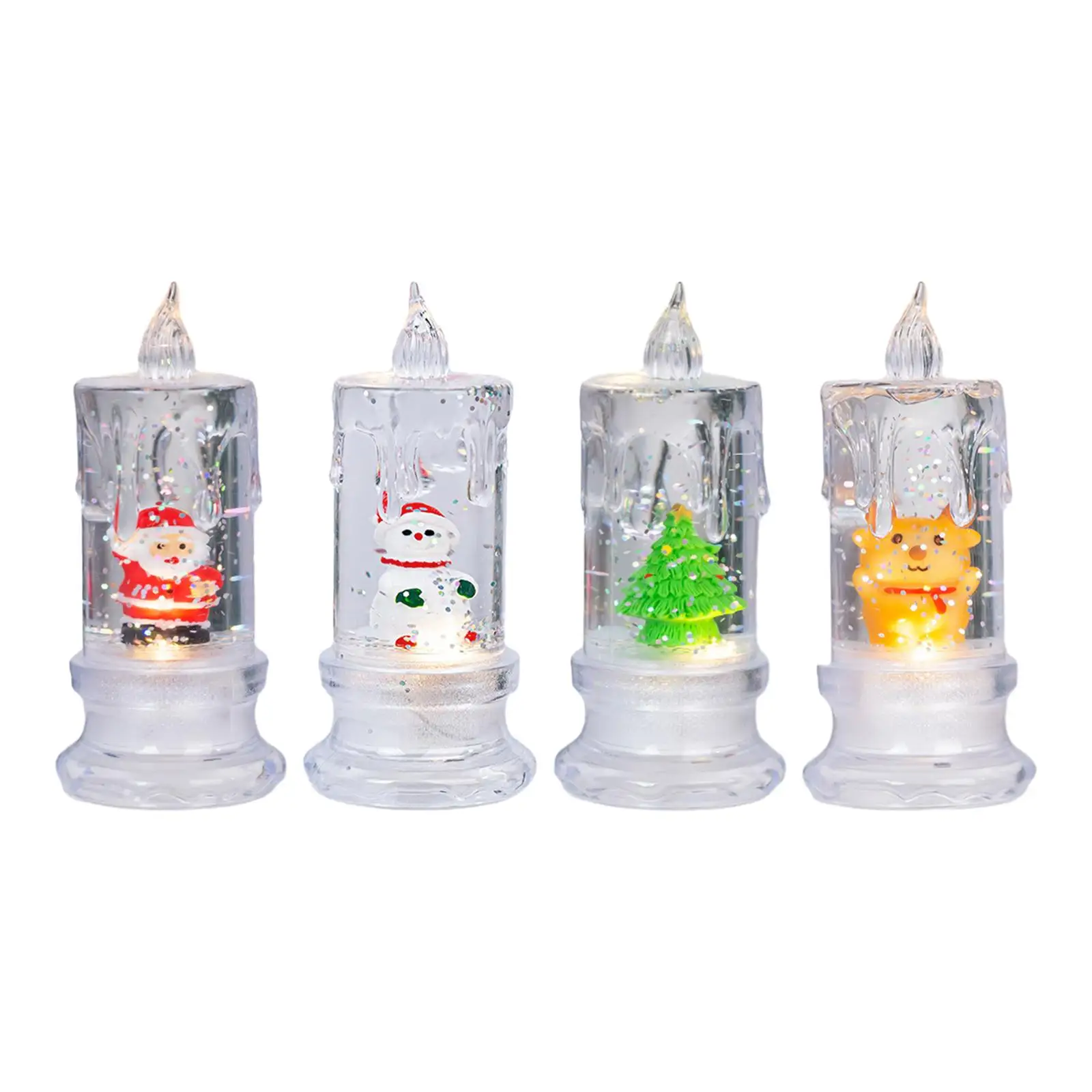 

Christmas Flameless Candle Warm Light Novelty Pillar Candle LED Night Light Candle for Desktop Fireplace Xmas Indoor Home