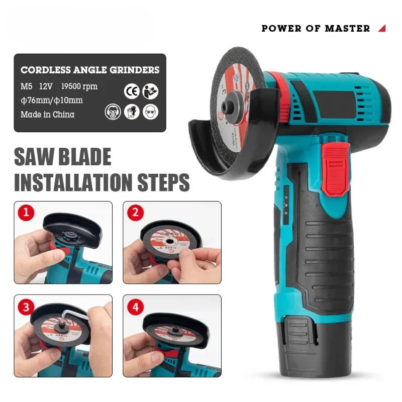 Mini Electric Angle Grinder 12V Rechargeable Cutting Grinding