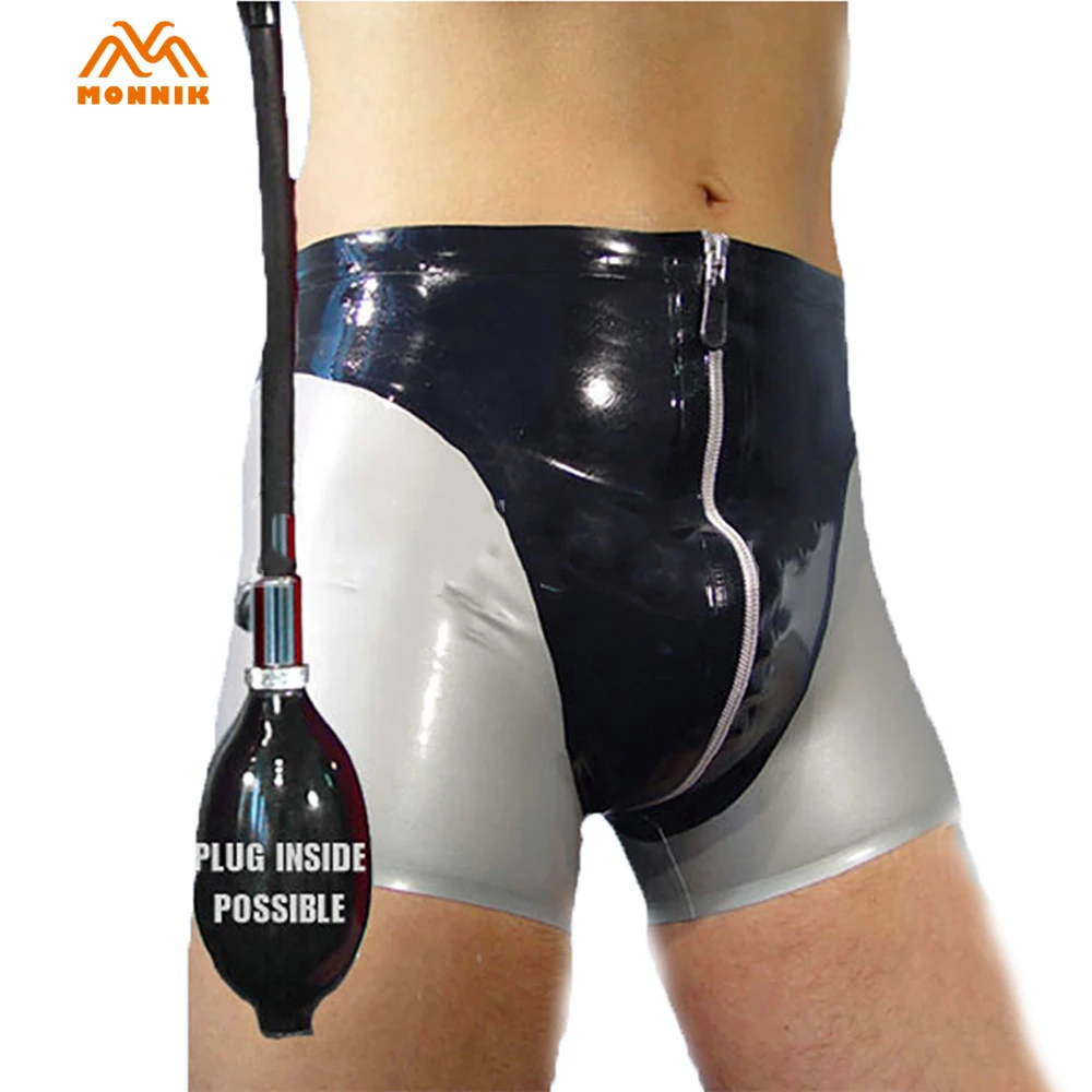 argument Leed schild Monnik Latex Boxer Shorts Black & Silver Ondergoed Rits Met Air Bag Slipje  Sexy Slips Strakke Onderbroek Voor Bodysuit|Boxershorts| - AliExpress