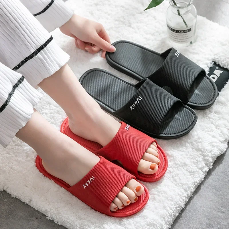 

T83Spring and summer linen slippers female four seasons indoor non-slip breathable thick sole quiet cotton linen deodorant coup