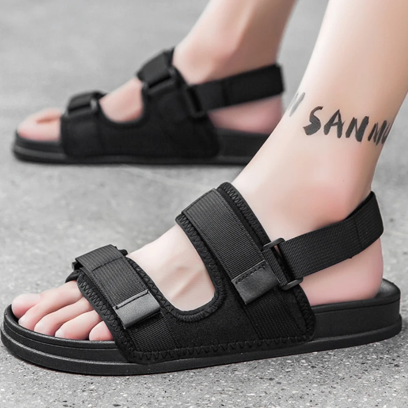

Men's Black Beach Slippers Summer Round Head Soft Sole Casual Sandals Lightweight Non-slip Walking Shoes Zapatillas Casa Hombre
