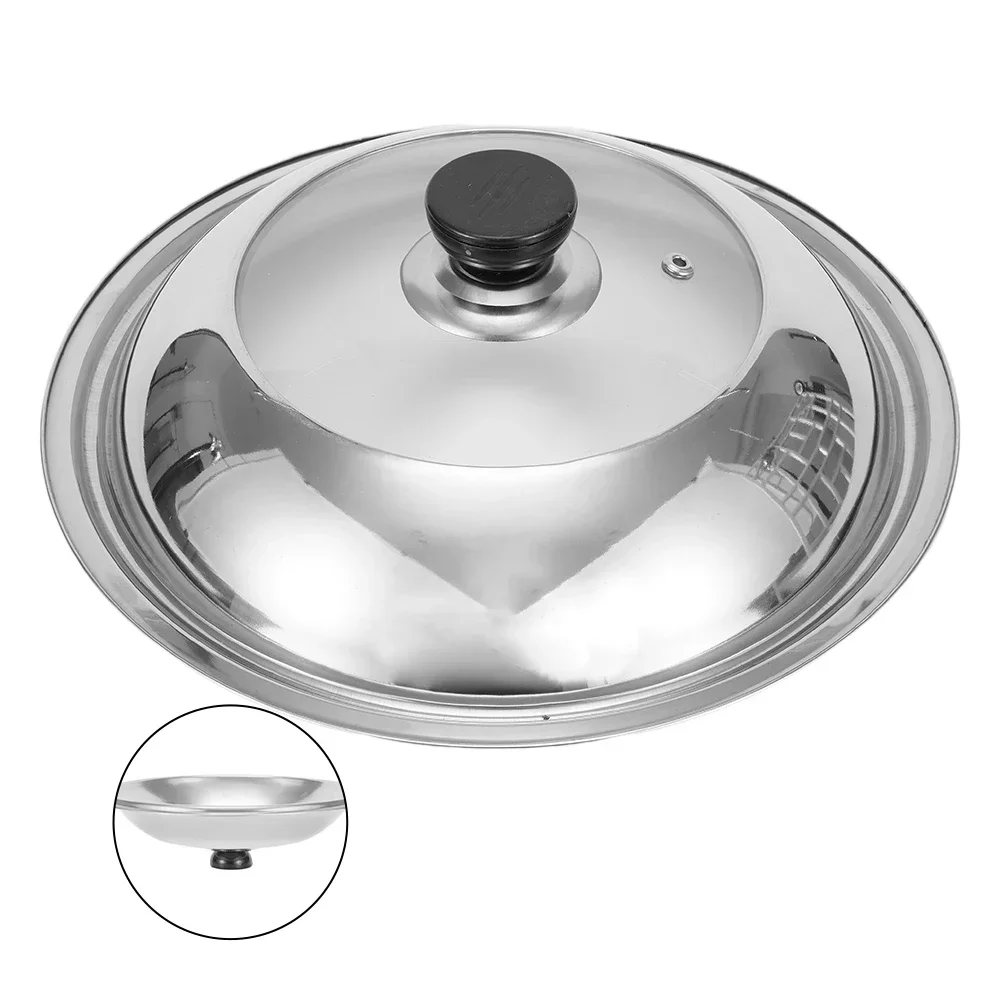 Stainless Steel Pot Lid Heightening Thickening Wok Steamer Electric Pot Lid Visible Cover Cookware 28cm 30cm 32cm 34cm 36cm 38cm