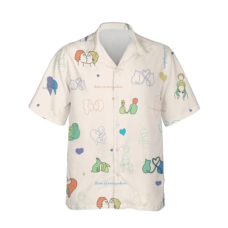 thumbnail image 1 of Camisetas con estampado 3D de arcoíris LGBT para hombres y mujeres, camisetas de manga corta con personalidad, camisetas casuales de verano con botones para hombres, 1 of 5