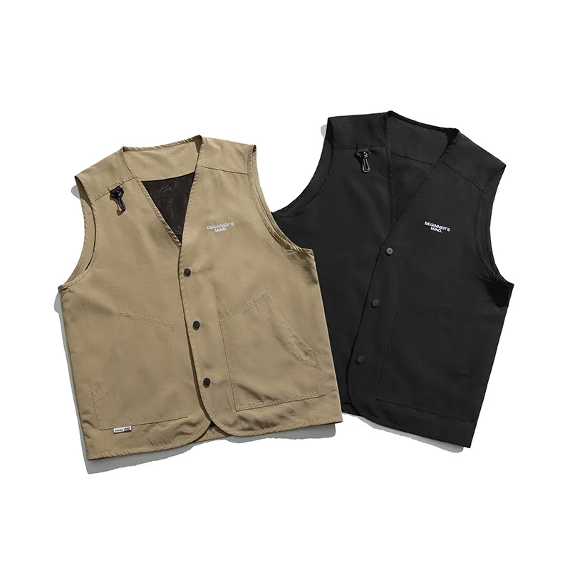 

Men's fashion brand casual vest loose multi-pocket couple waistcoat spring and autumn thin breathable vest summer outdoor tactic