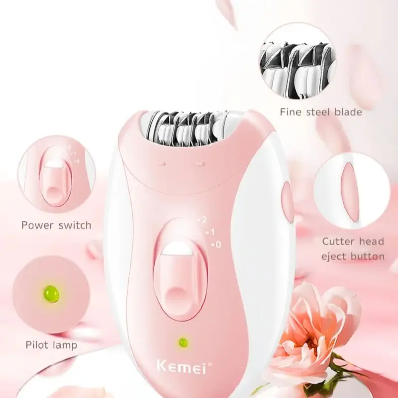 Electric Epilator Kemei Lady's Electric Epilator Two Speed Rechargeable Remover Waterproof Portable Women's Shaver For Legs and Bikini Area KM-189B
