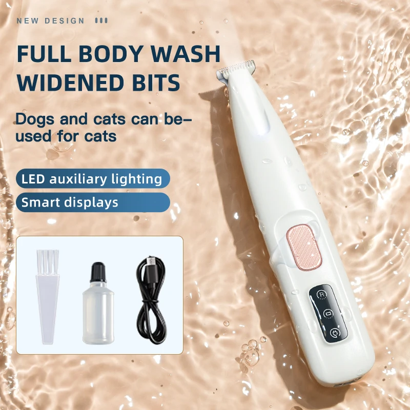 Pet Hair Trimmer Dog Hair Trimmer Hair Trimmer Pet Clipper Dog Clipper Pet Dog Electric Groomer Trimmer LED Light Waterproof Pet Foot Hair Trimmer Low Noise Cat Dog Face Foot Ear Hip Paw Shaver