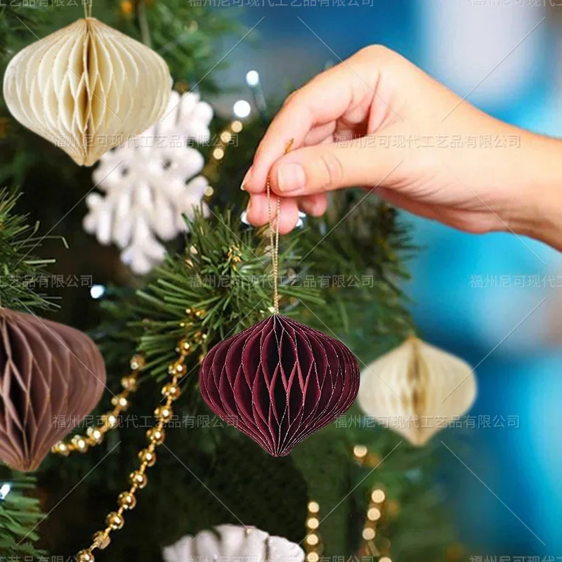 

Christmas Honeycomb Ball Ornaments DIY Xmas Tree Hanging Pendants Happy 2024 New Year Merry Christmas Ball Ornaments
