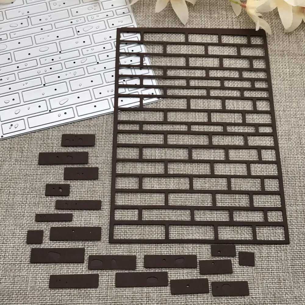 Ziegelwandrahmen Metall Stanzformen Schablonen für DIY Scrapbooking dekorative Handwerk Stanzvorlage Form