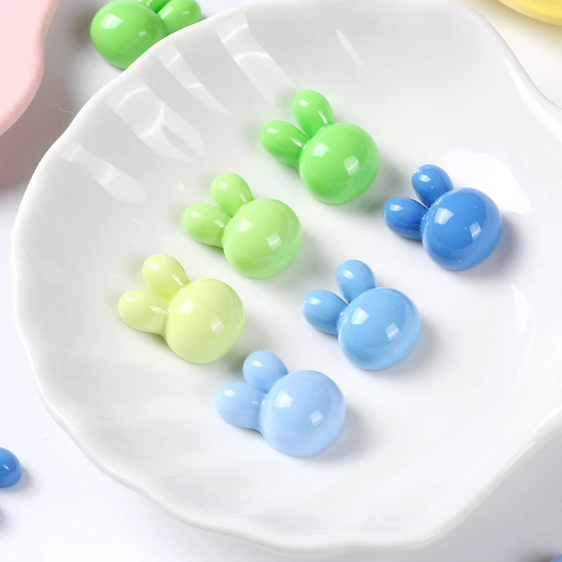 

20pcs Resin Meal Toys Gradient color Rabbit Head Charms Patch for Jewelry Making Earrings DIY Crafts Accessories