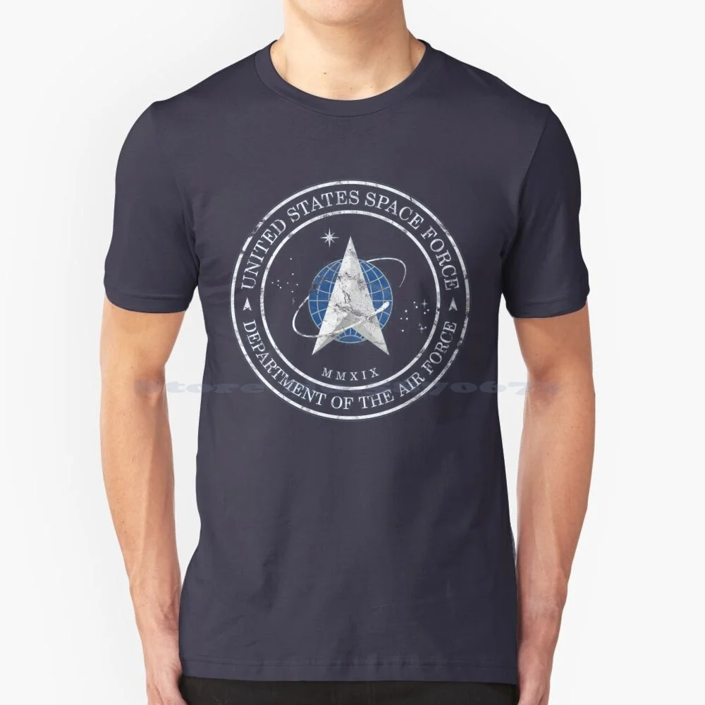 Us Space Force Usaf Distressed Insignia T Shirt 100% Cotone Tee Us Space Force Space Command Us Air Force Usaf Ussf Military