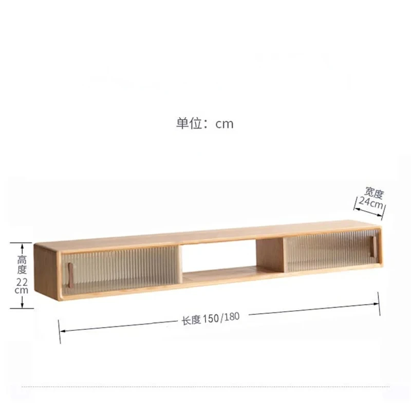 

TV Cabinet Solid Wood Japanese Style Living Room Home Small Apartment Ultra Narrow Bedroom Internet Celebrity Wall-Mounted