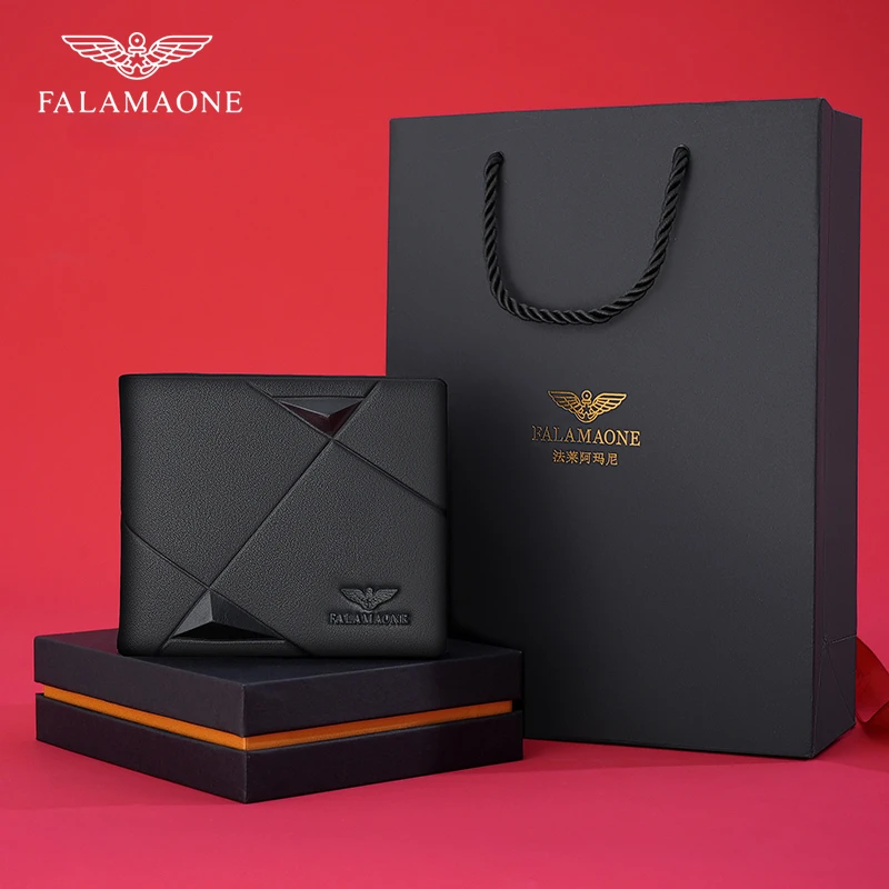 FALAMAONE Men's Wallet Purse Cowhide Genuine Leather Material Fashion Luxury Designer Trend 2024 Gifts Husband Boyfriend QB2119