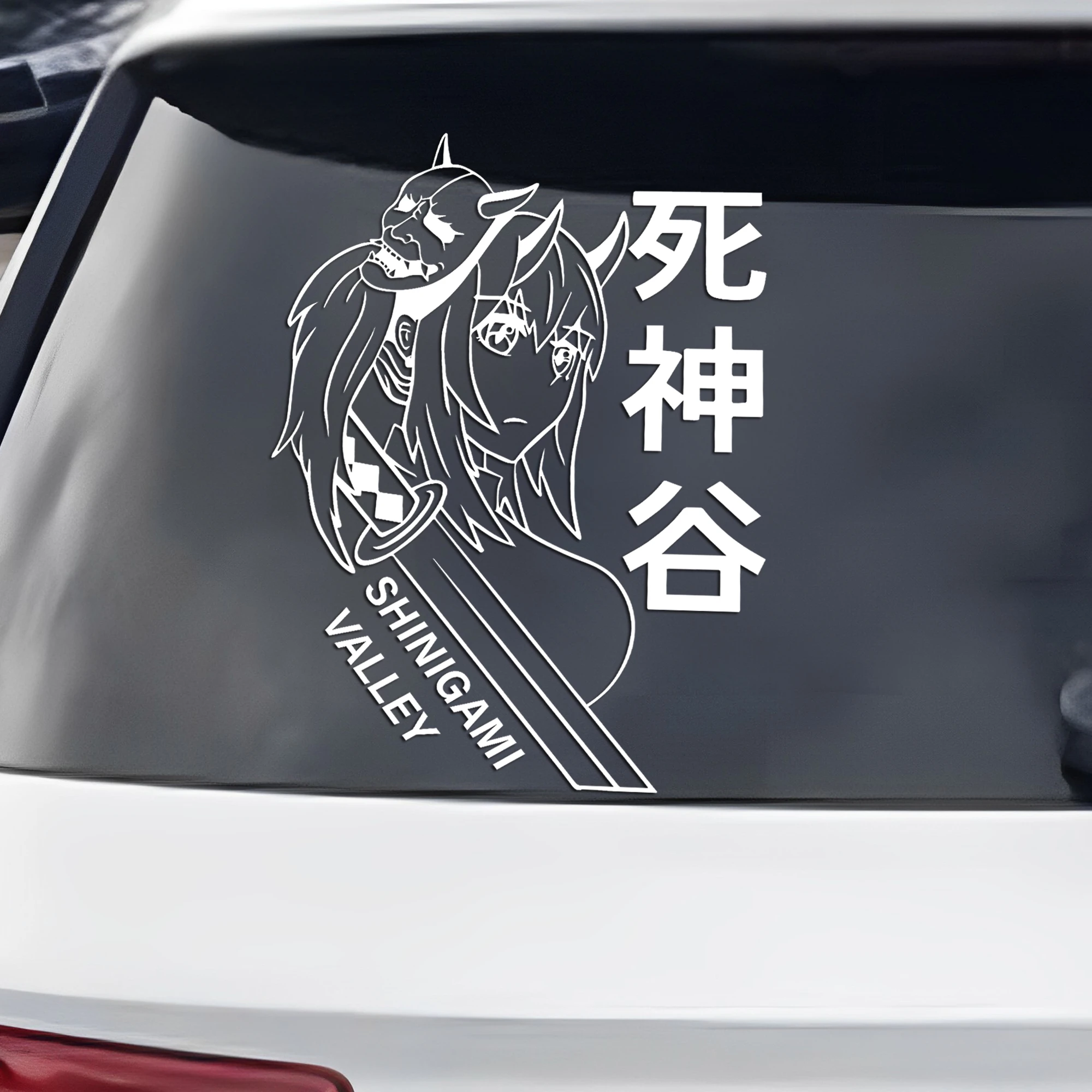 Car StickersJapanese Anime Girl Mask Shinigami Valley PVC Sticker Car Accessories Tuning