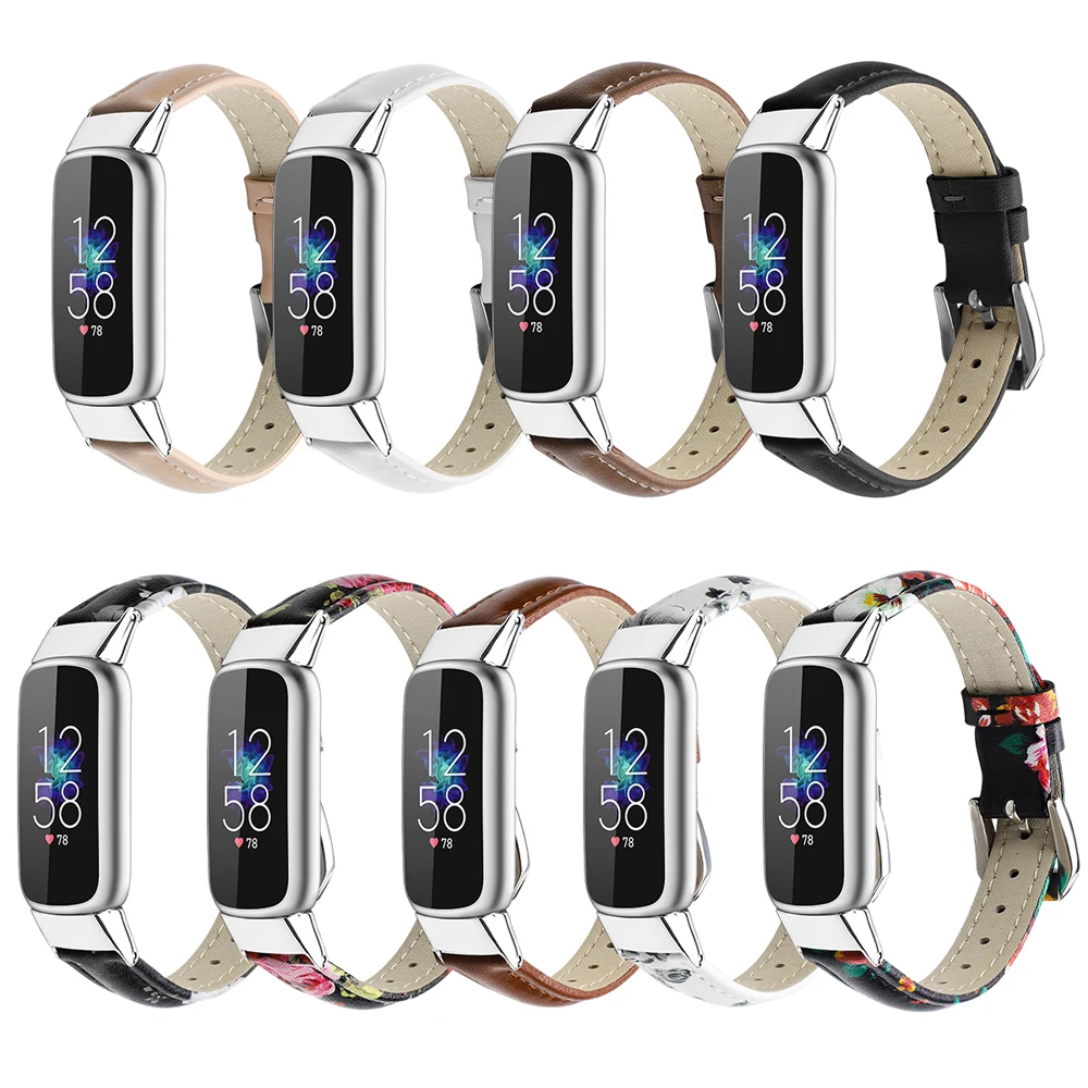 Nuovo Cinturino In Pelle Per Fitbit Luxe Band Smart Watch Accessorio Braccialetto Di Ricambio Cinturino Da Polso Stampa Di Lusso Correa