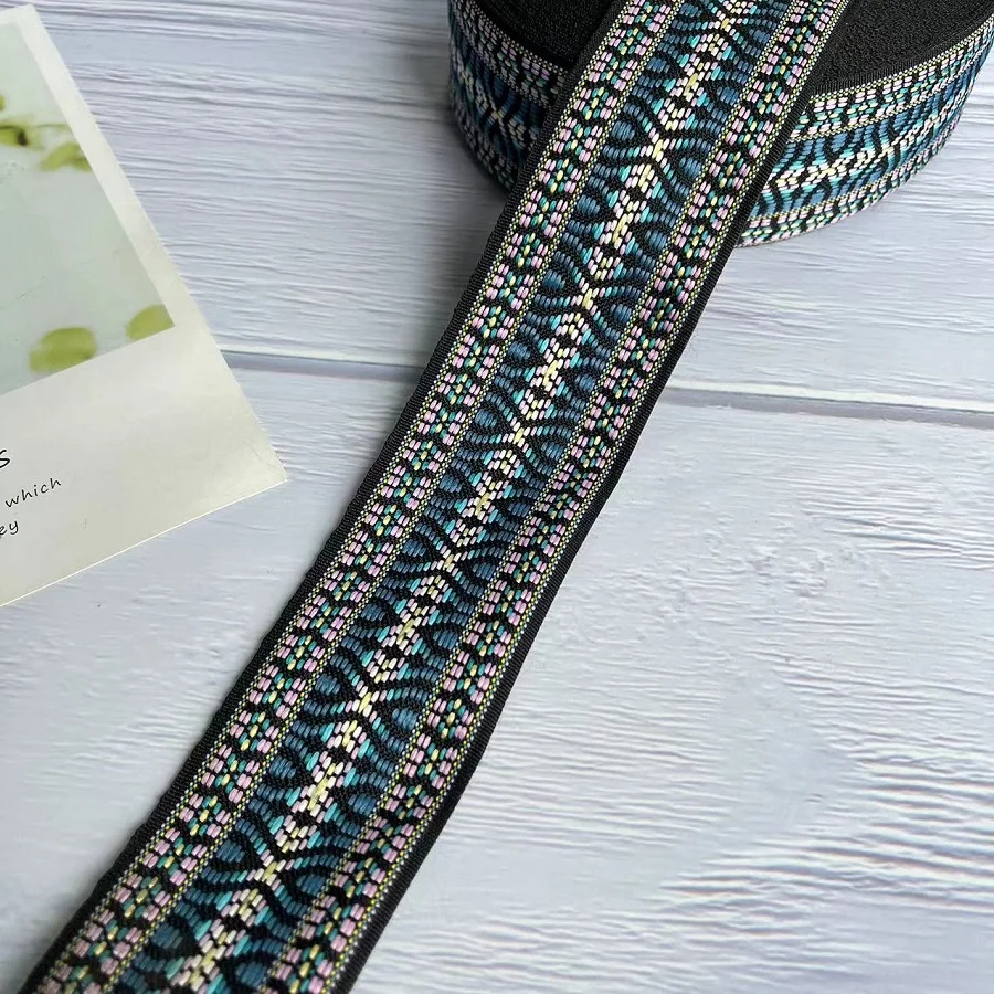 Wide 5 CM 10 Yards/lot Polyester Woven Jacquard Ribbon Geometric Pattern For Clothing Accessory YS-3841