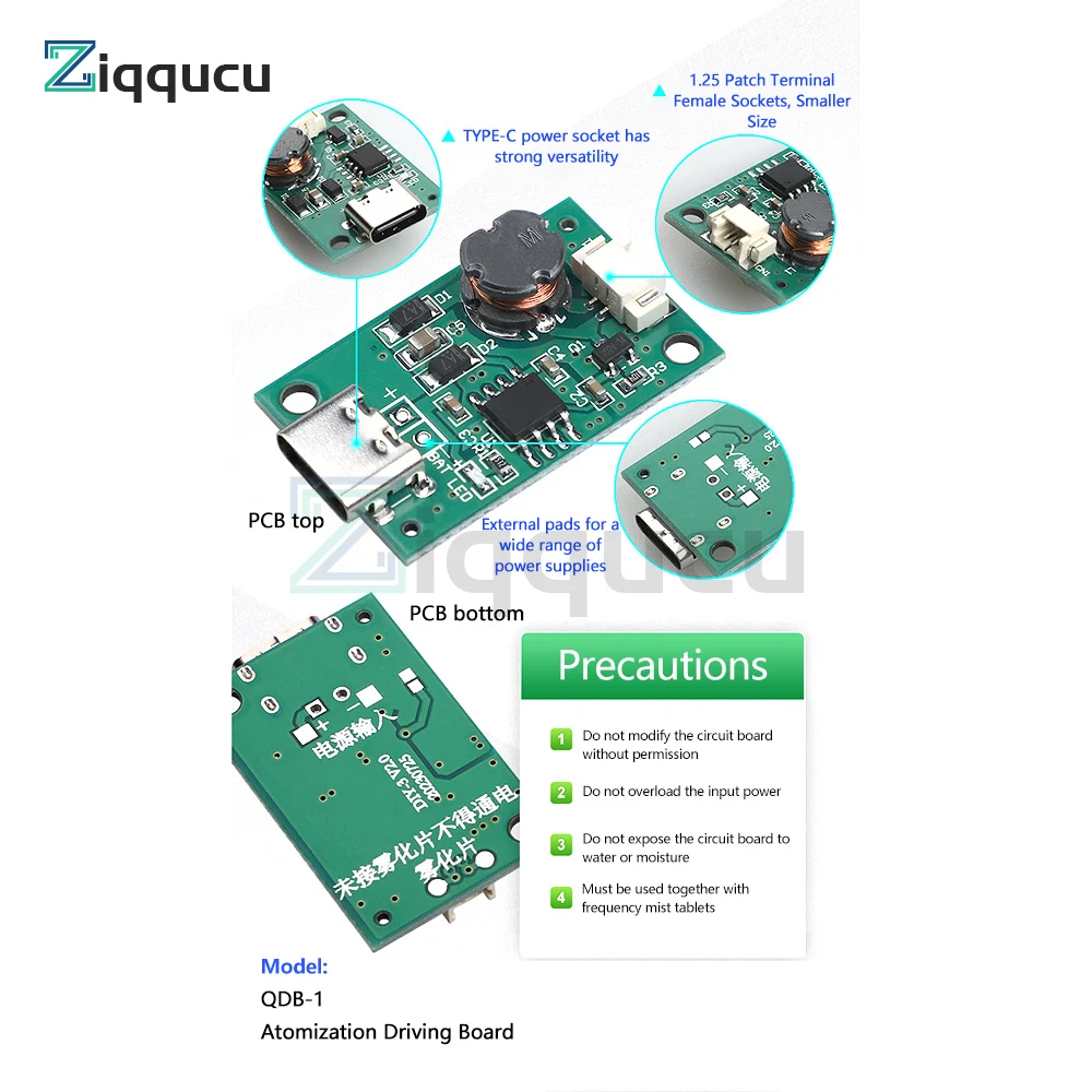 USB Ultrasonic Spray Humidifier Atomizer Drive Module with Type-C Interface