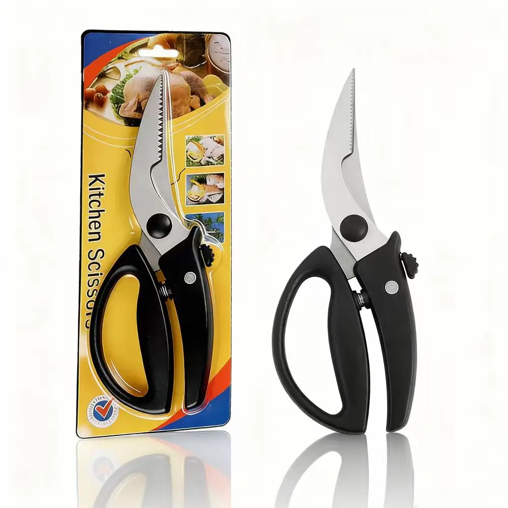 Ciseaux durables en acier inoxydable pour fruits de mer et os de poulet, poignée en PP avec ressort permettant d'économiser du travail pour la cuisine domestique