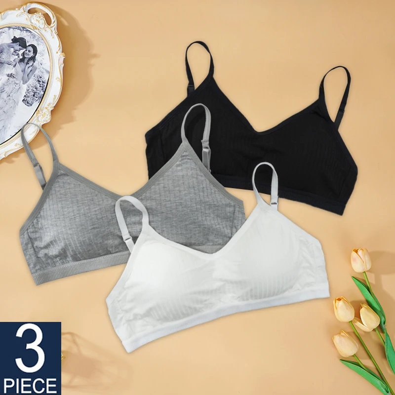 3pcs Simple Solid Wireless Bras, Comfy & Breathable Intimates Bra, Women's  Lingerie & Underwear