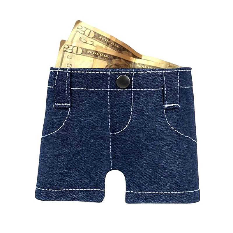 Vintage-Inspired Denim Pocket Wallet - Compact and Foldable Coin Purse & Card Holder