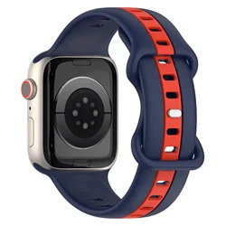 Durable Silicone Watch Strap - Universal Fit with Multiple Size Options for 40mm 41mm 42mm (Blue red)