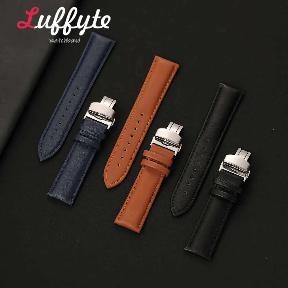 Unisex PU Leather Watch Strap with Stainless Steel Butterfly Buckle - Fashion Casual Accessory