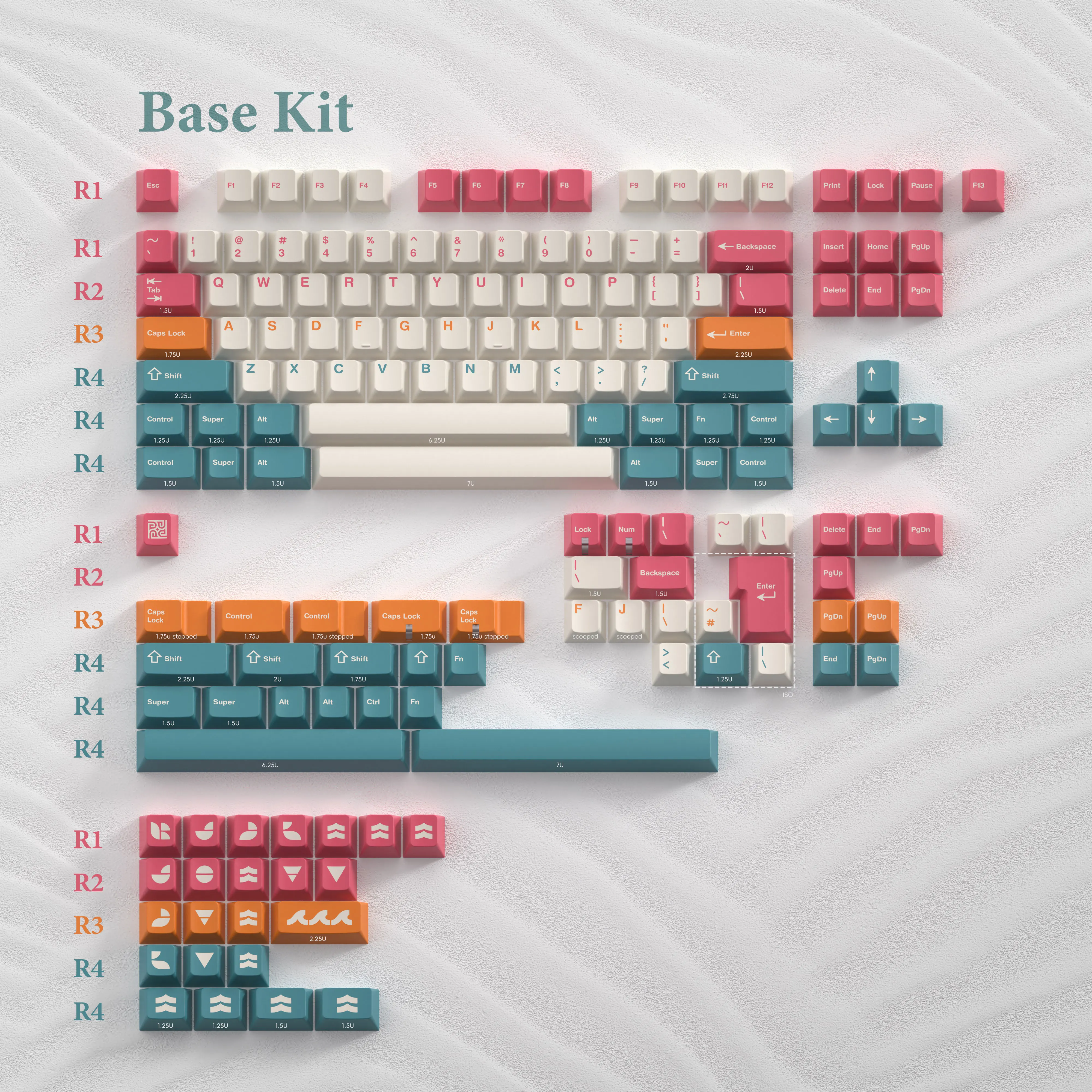 [기본 키트] PBTfans Salt Lakes PBT 소재 Cherry MX 스위치 및 MX 스타일 클론과 호환되는 Dye-sub Cherry 프로파일