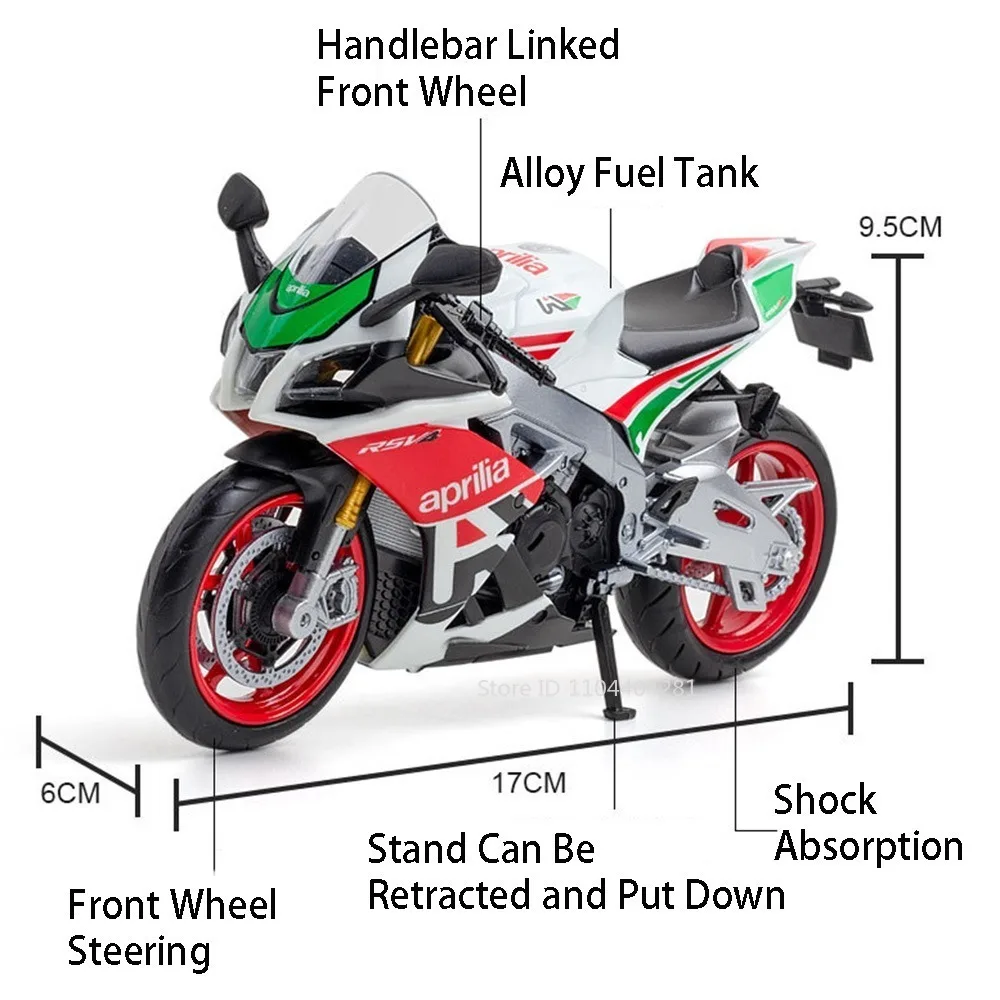 1:12 Aprilia RSV4 Suzuki GSX R1000R Legierung Motorrad Modell Diecast Auto Spielzeug Vorderrad Lenkung Miniatur Autos Sammeln Ornamente – Detail 15