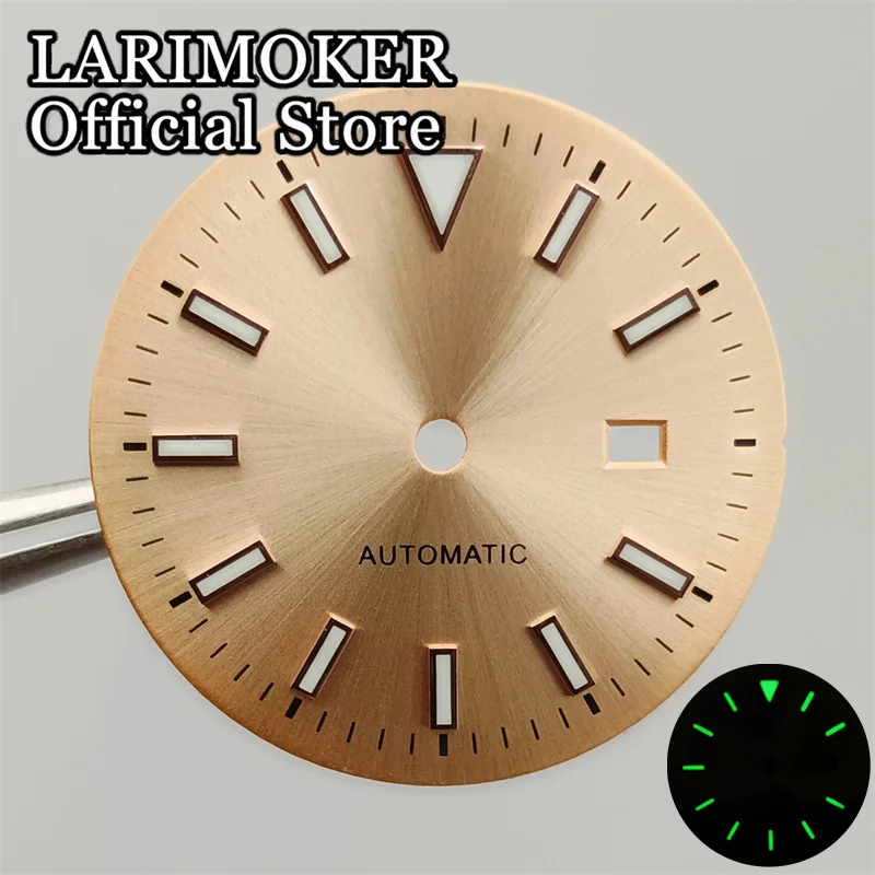 Lari moker 24,5mm grüner Leucht streifen nagel mit Kalender fenster Damen zifferblatt passend nh05 nh06 Uhrwerk – Detail 7