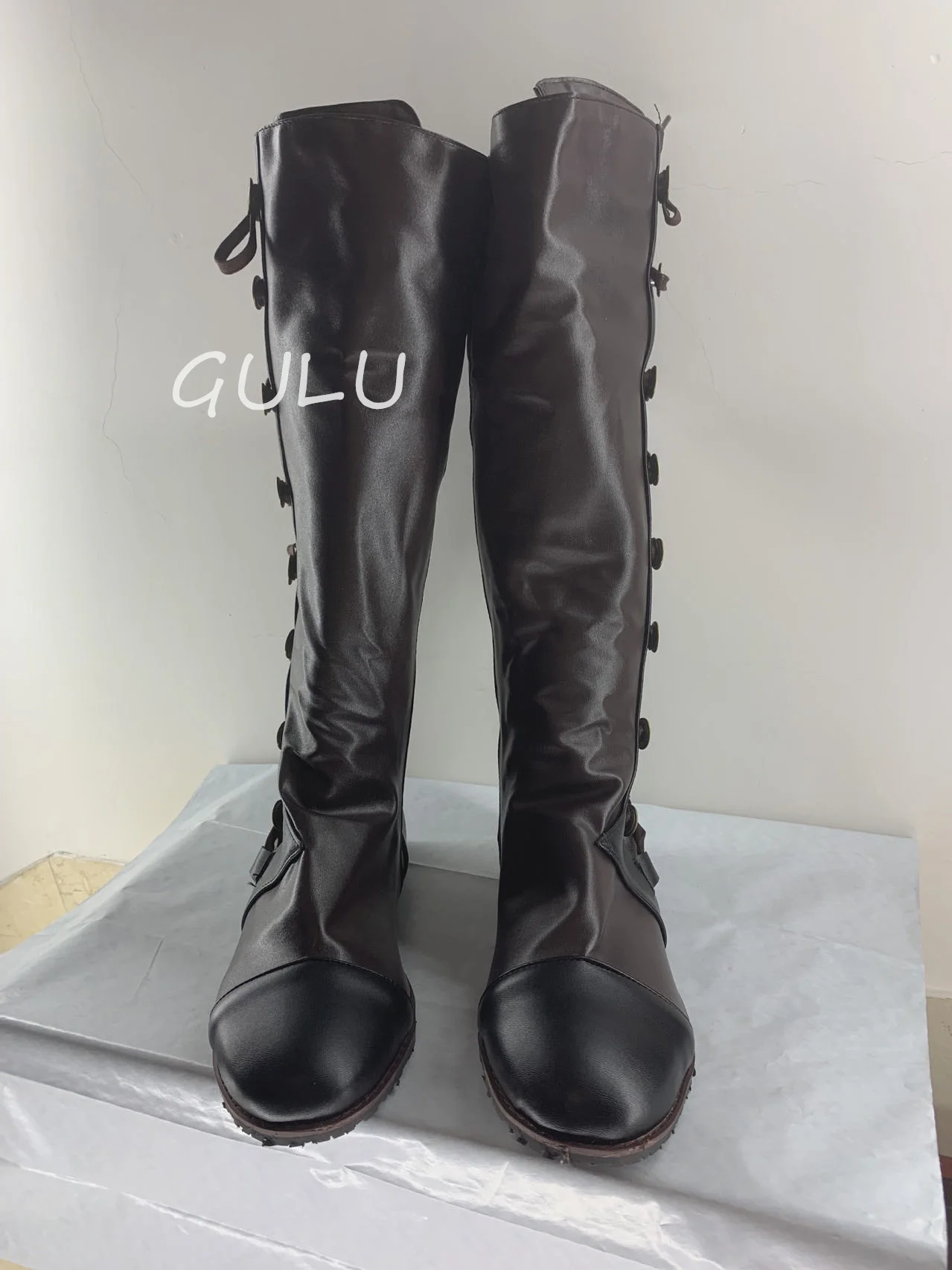 Medieval Retro Women PU Leather Viking Pirate Boots Retro