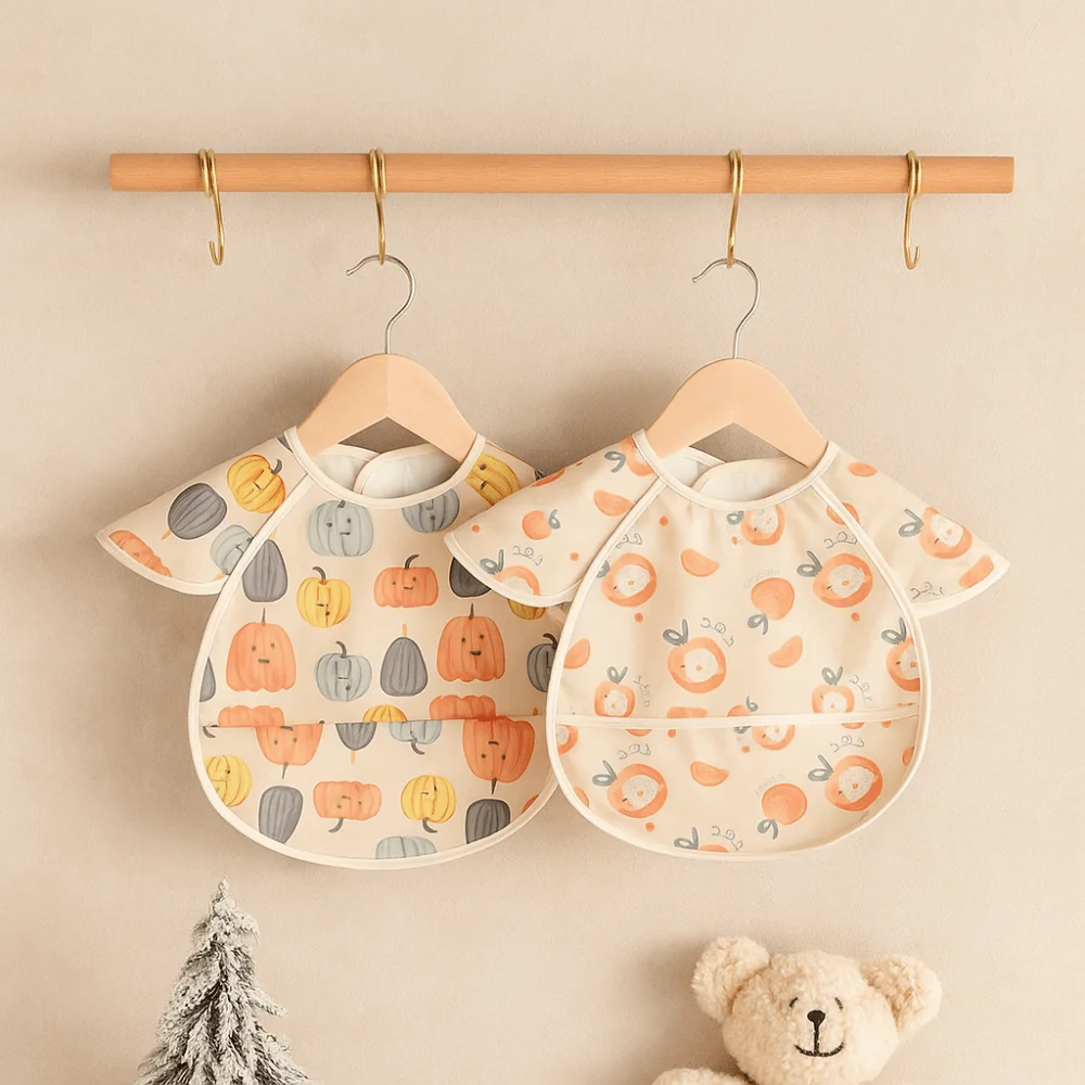 Apron Style Waterproof Baby Bibs Soft Sleeveless Burp Cloth Short Sleeve Cartoon Print Feeding Apron Products