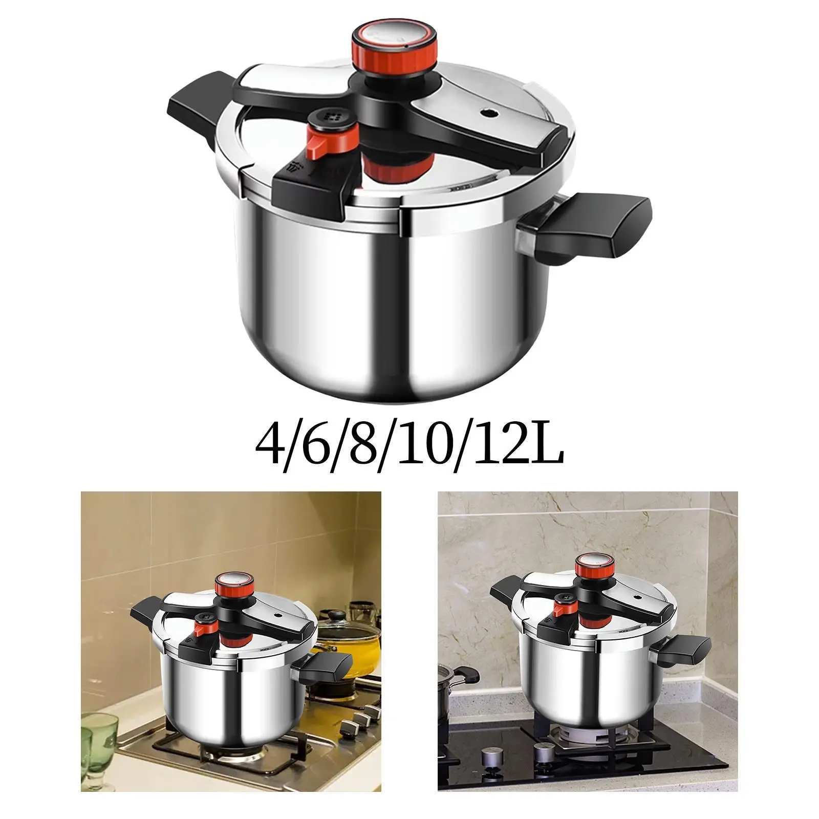 Pressure Cooker Thickened for All Hob Types Utensils Secure Locking Fast Heating Cooking Pot for Family Camping Home Kitchen